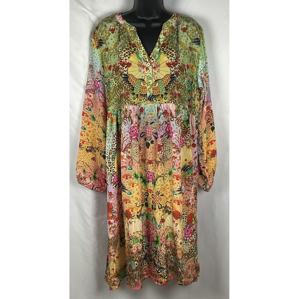 Sakkas Women's Size L/XL Jules Long Sleeve Floral Midi Dress Colorful NWT